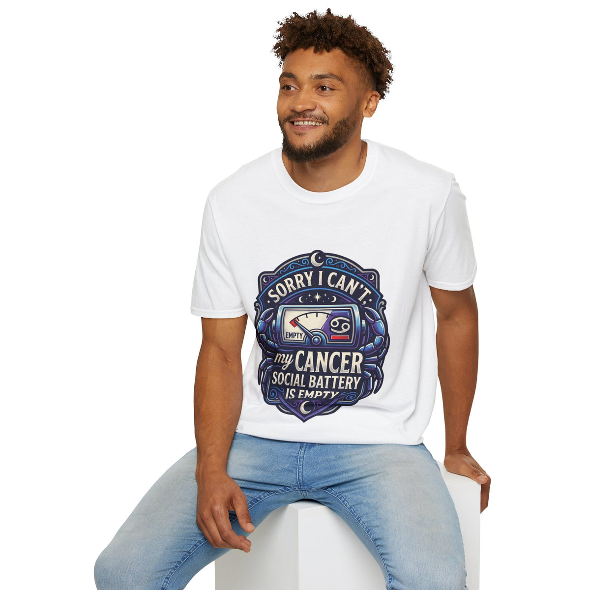 Cancer Support T-Shirt — "Sorry I Can't, My Cancer Social Battery Is Empty"