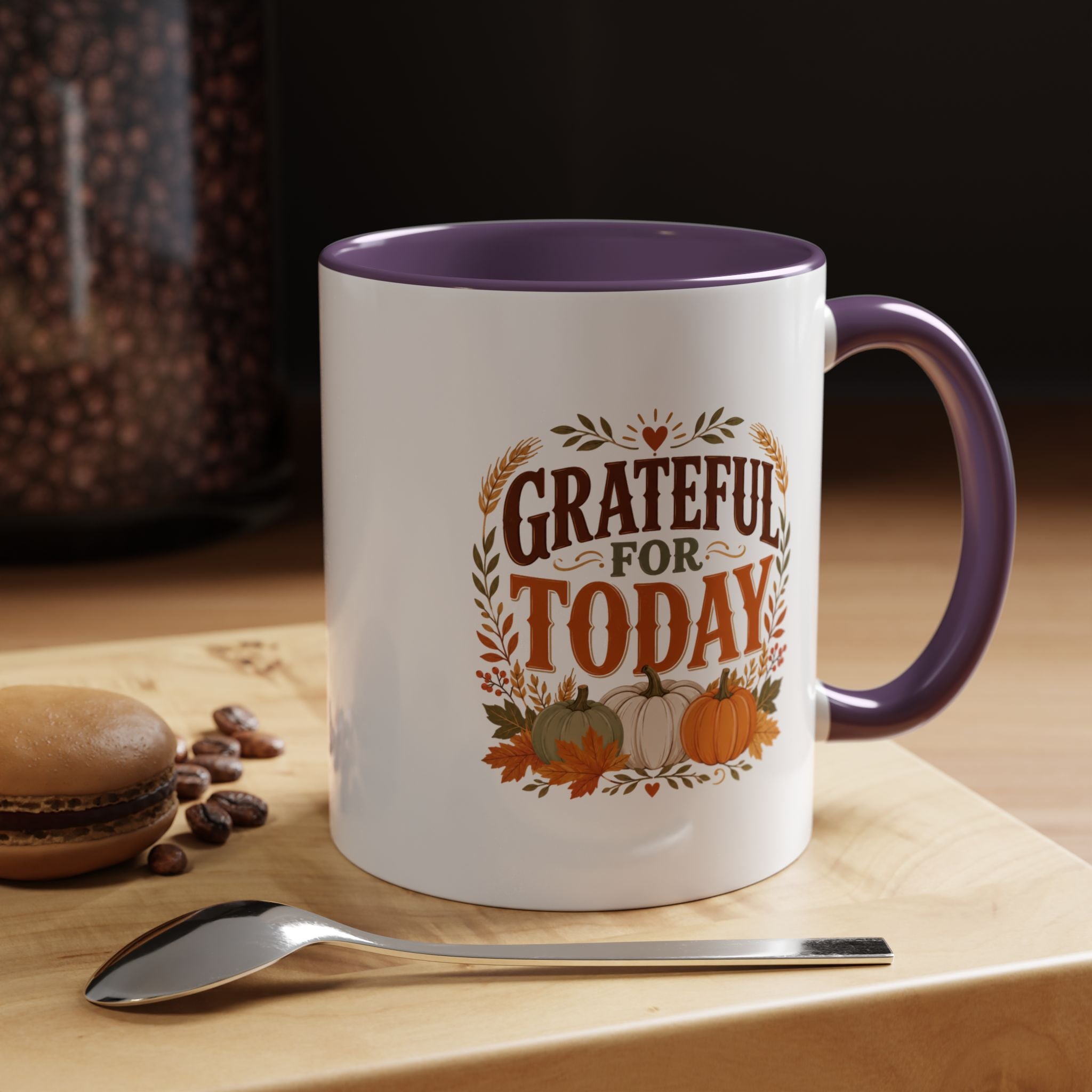 Thanksgiving Mug Grateful For Today Coffee Mug — Thanksgiving Pumpkin Fall Ceramic Accent Mug