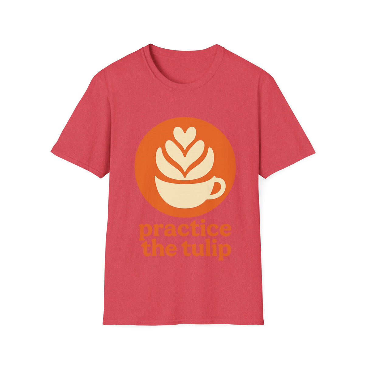 "Practice The Tulip" Latte Art Coffee Graphic Tee - Aesthetic Orange Barista White T-Shirt - Trending Now - September 2026