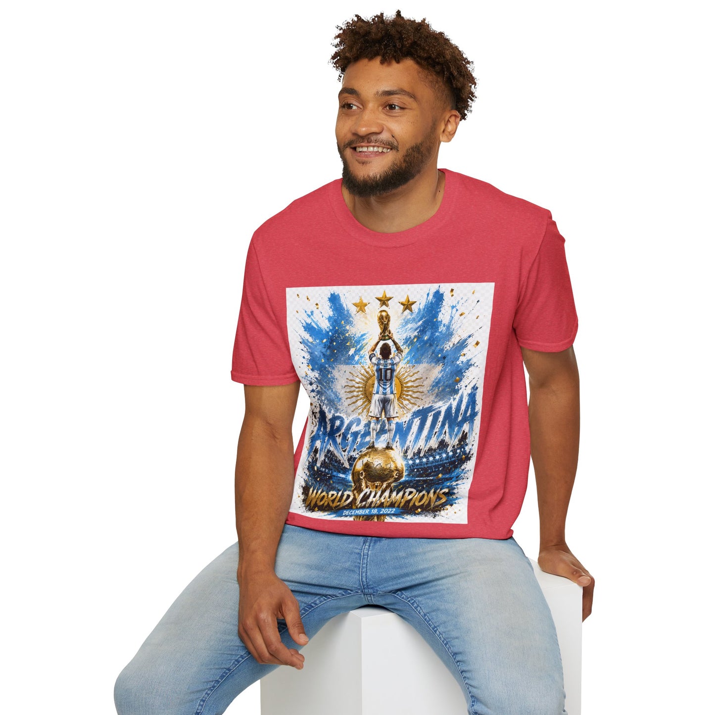 Argentina World Champions T‑Shirt — Soccer World Cup 3 Stars Tribute