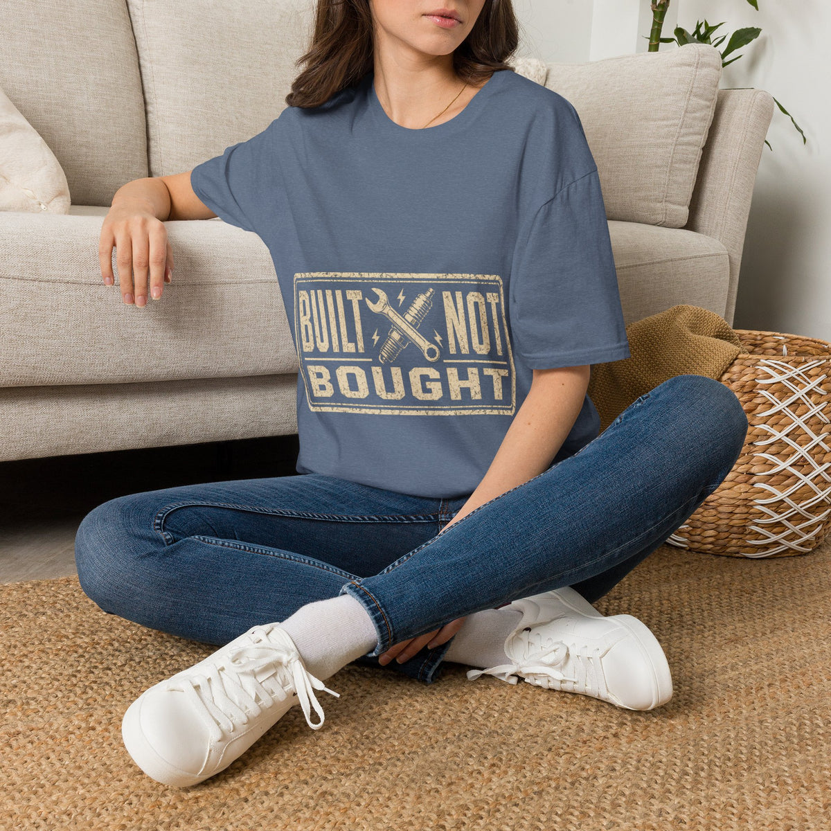 Built Not Bought T-Shirt — Vintage Mechanic Workwear Tee