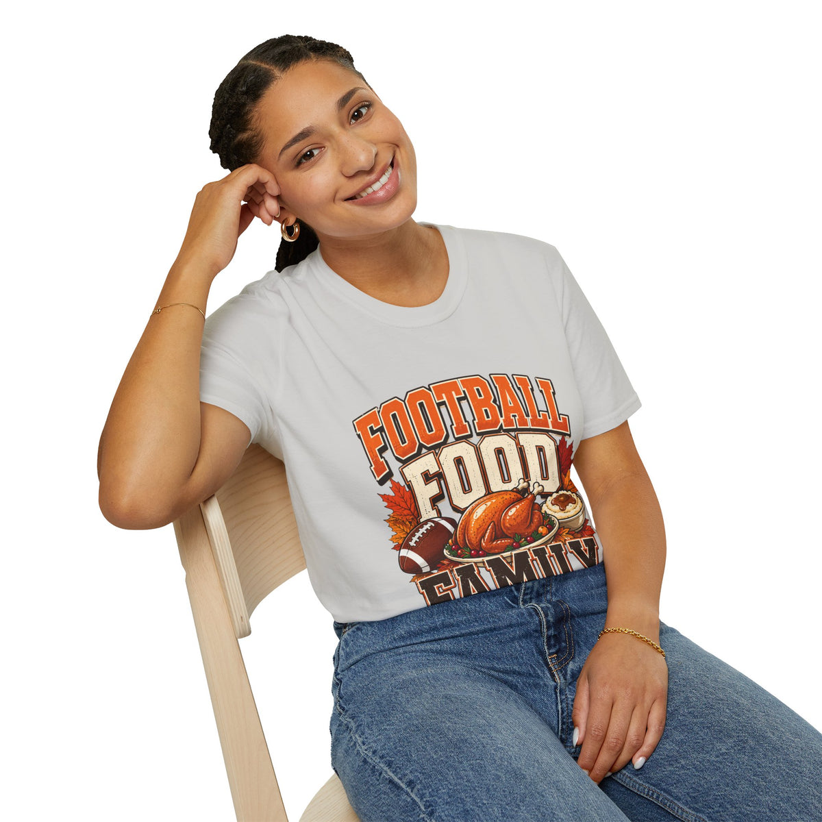 Thanksgiving T-Shirt Football Food Family T-Shirt — Thanksgiving Tailgate Tee for Fans