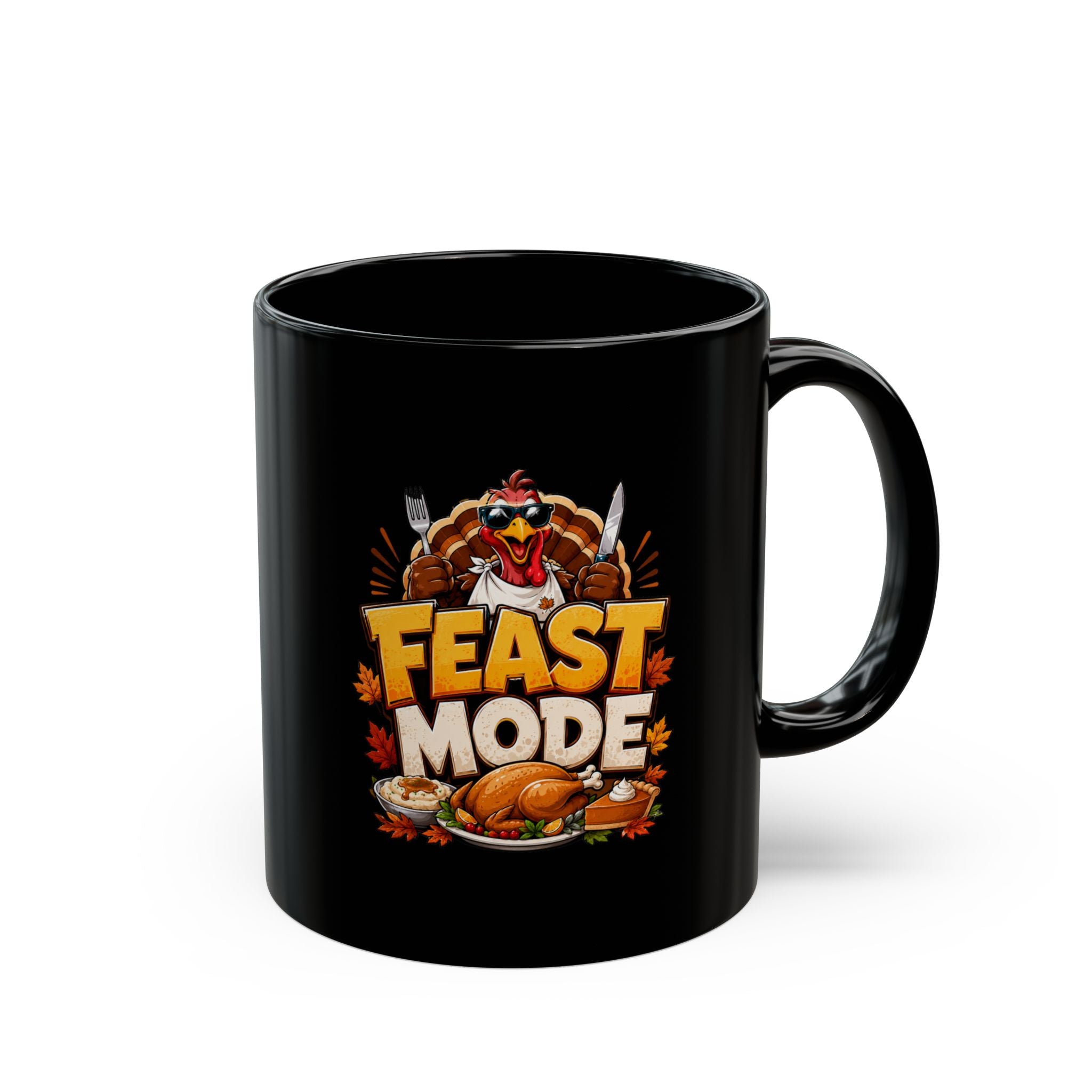 Thanksgiving Black Mug Feast Mode Mug – Thanksgiving Turkey Coffee Cup