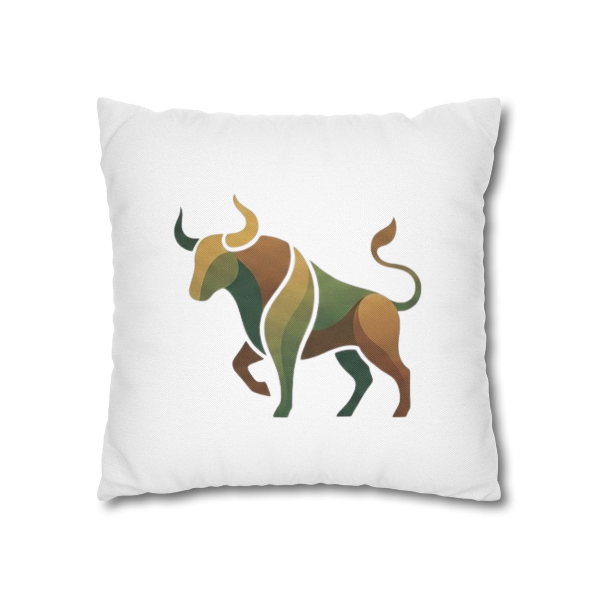 Taurus Geometric Bull Throw Pillowcase – Earth Tone Taurus Home Decor