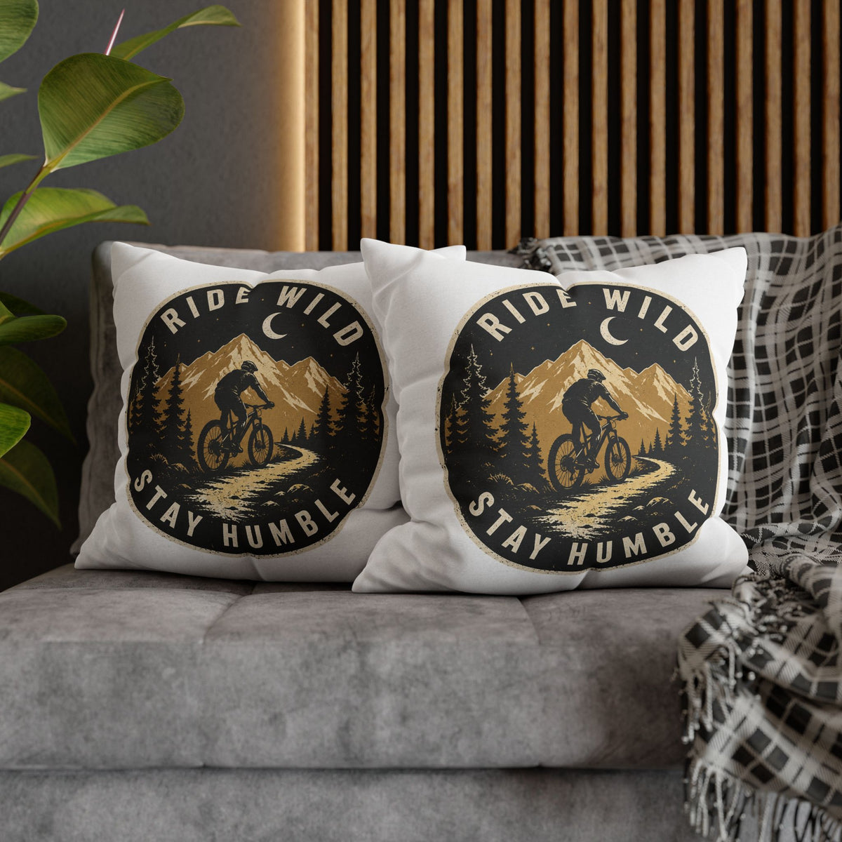 Ride Wild Stay Humble Mountain Biker Pillowcase Milo Bailey Dog Dad Mom