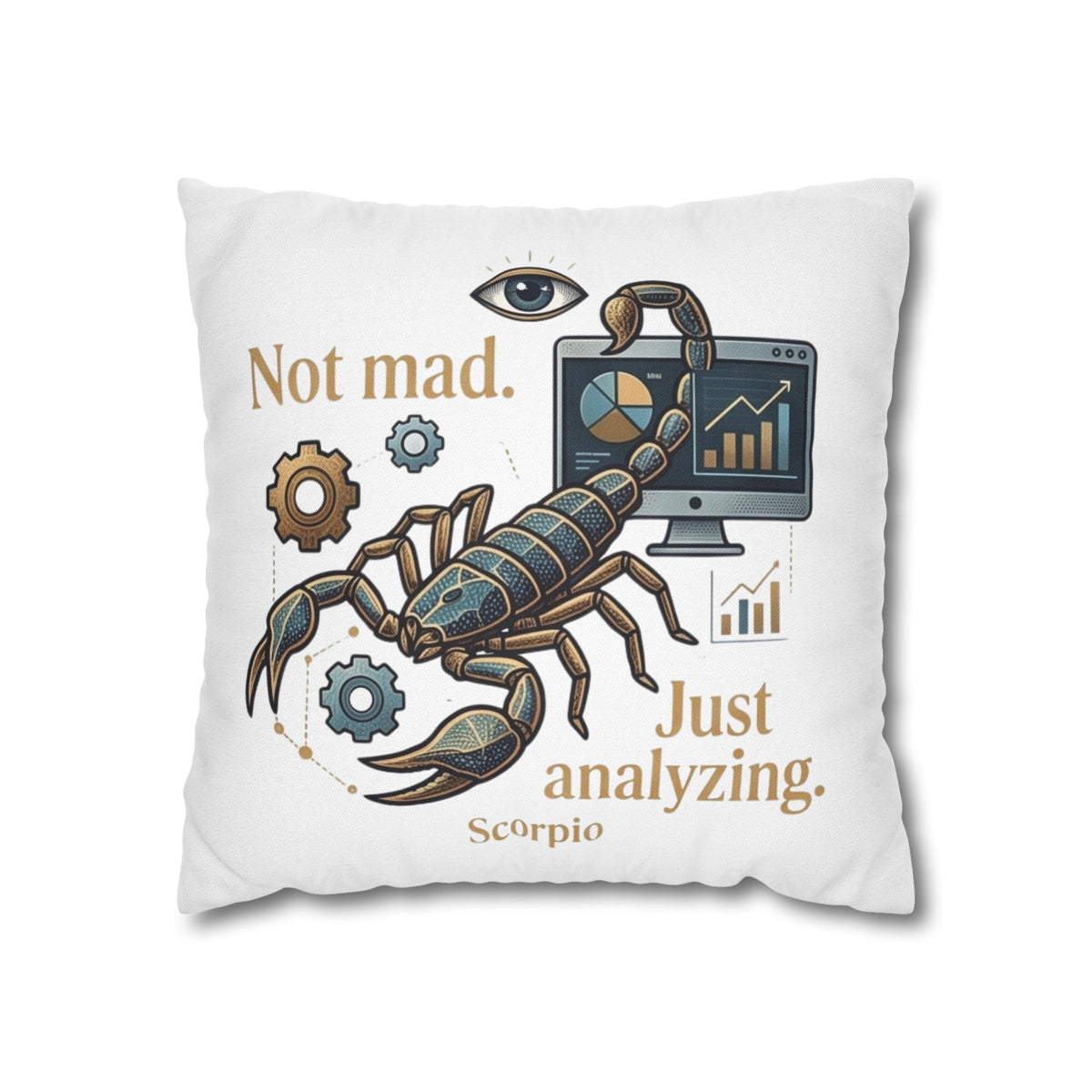 Scorpio Pillowcase - "Not Mad. Just Analyzing." Astrology Scorpion Decorative Pillow