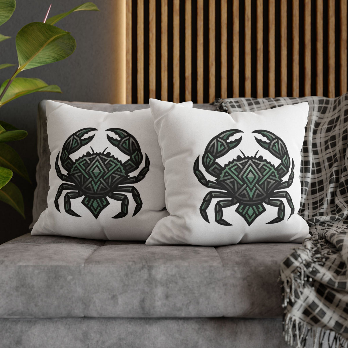 Cancer Zodiac Geometric Crab Throw Pillowcase — Coastal Zodiac Beach Decor