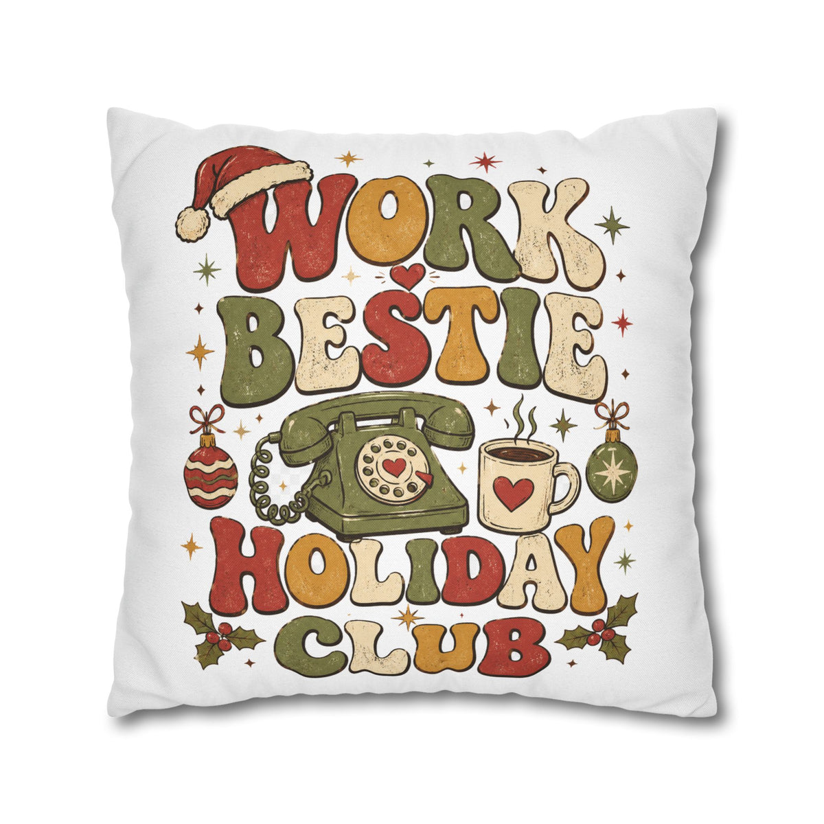 Holiday Work Bestie Pillowcase Modern Day Christmas  — Festive Office Friend Decorative Pillow Cover