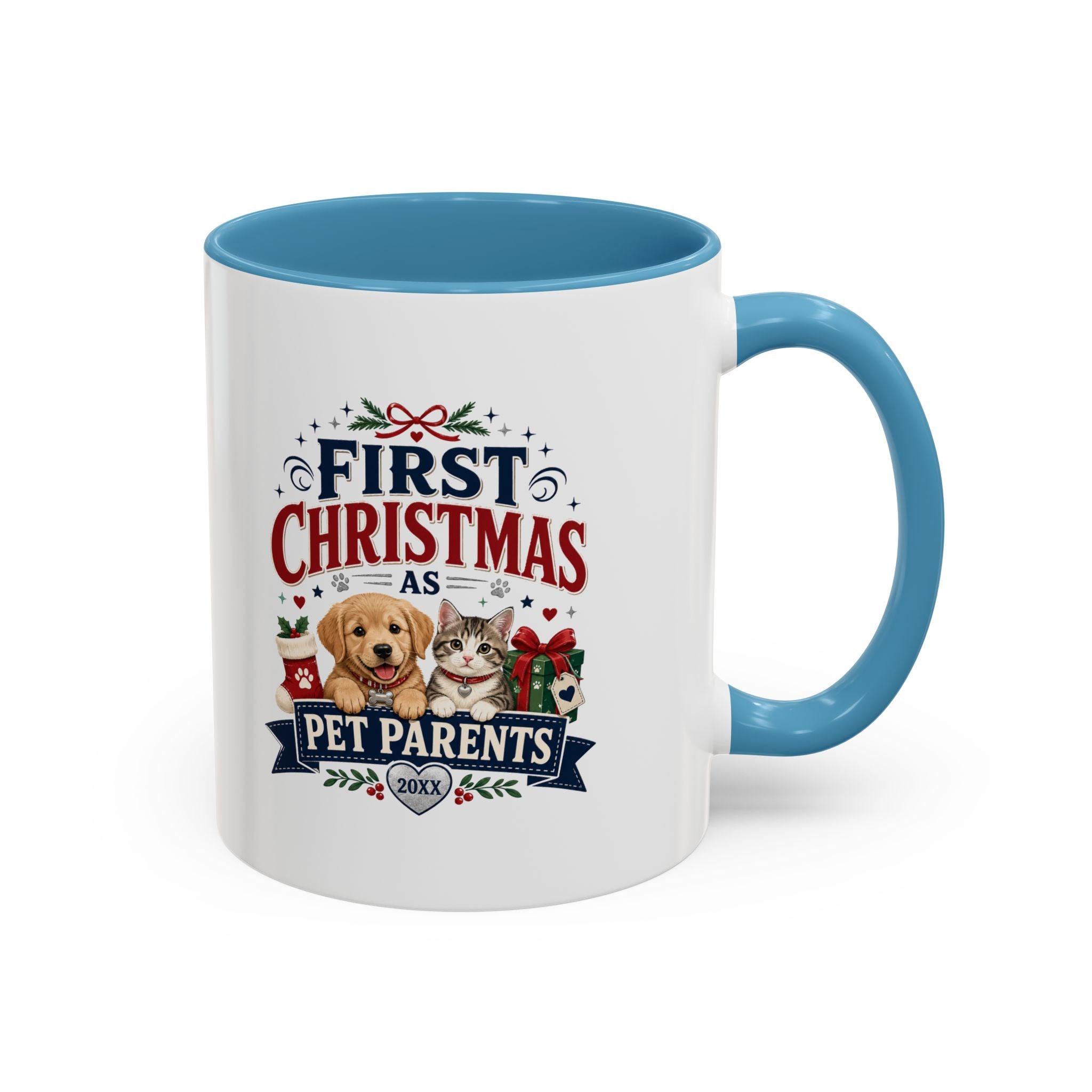 Christmas First Christmas as Pet Parents Coffee Mug — Cute Dog & Cat Holiday Gift