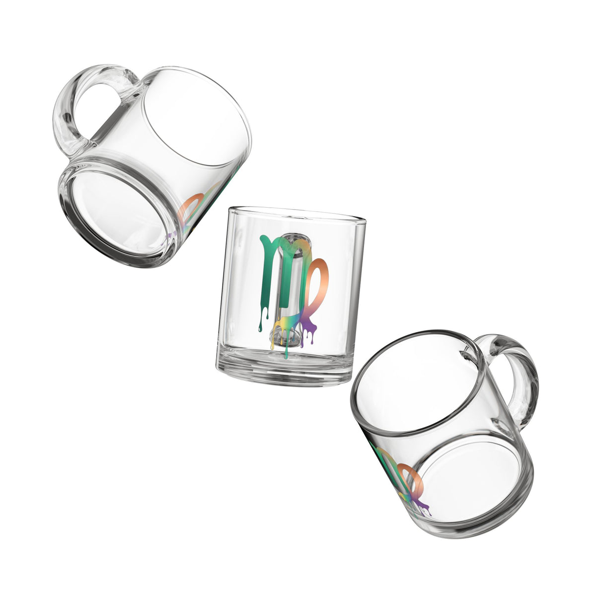 Virgo Zodiac Glass Mug — Rainbow Drip Horoscope Coffee Cup, 10 oz