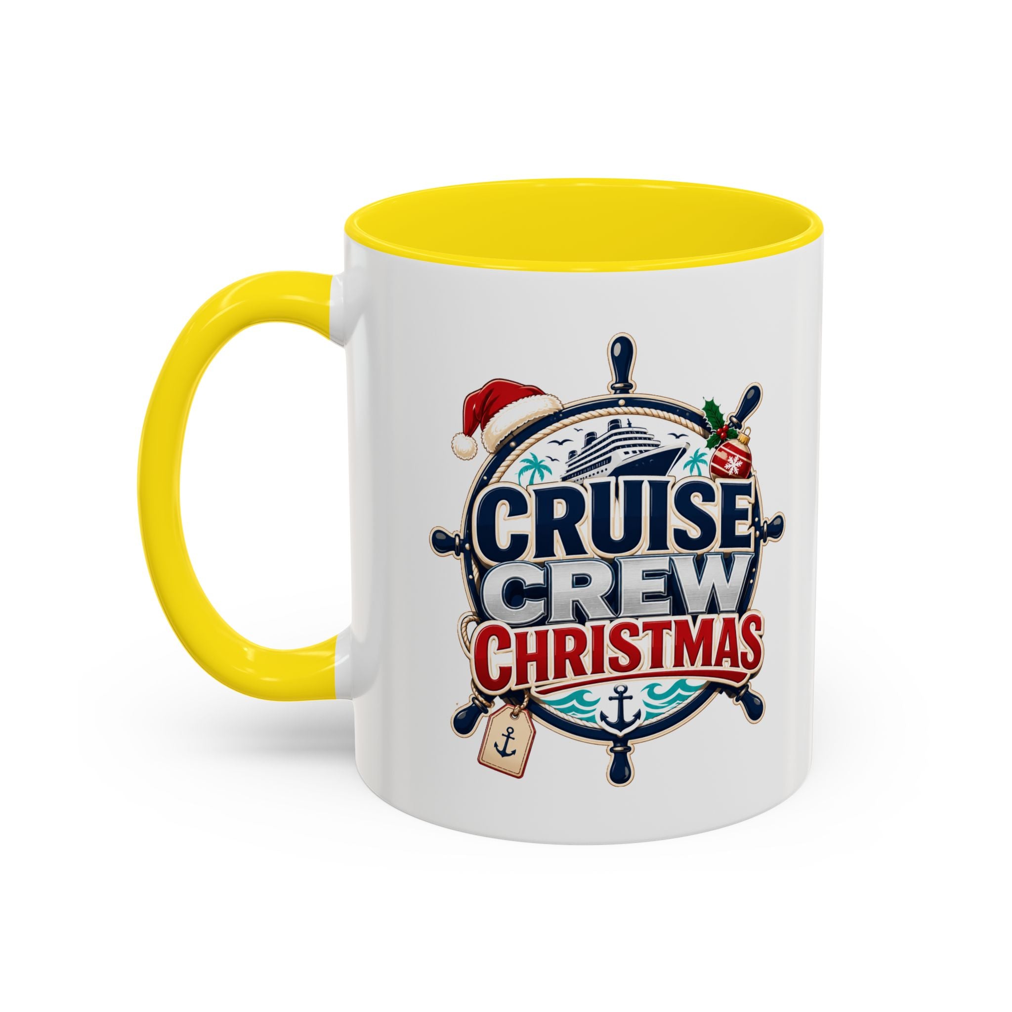 Modern Day Christmas  Cruise Crew Accent Coffee Mug - Holiday Nautical Travel Gift (11/15oz)