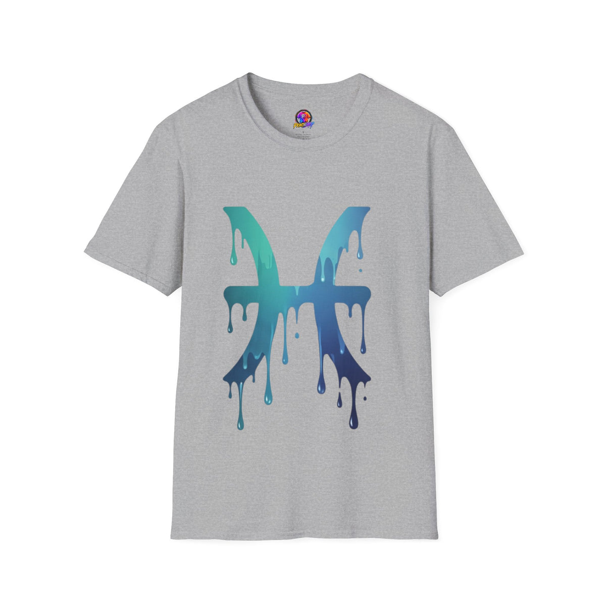Pisces Drip Zodiac T-Shirt — Blue Gradient Astrological Tee