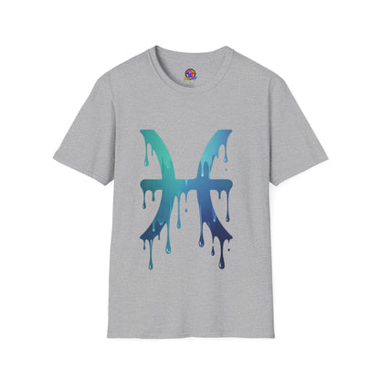 Pisces Drip Zodiac T-Shirt — Blue Gradient Astrological Tee