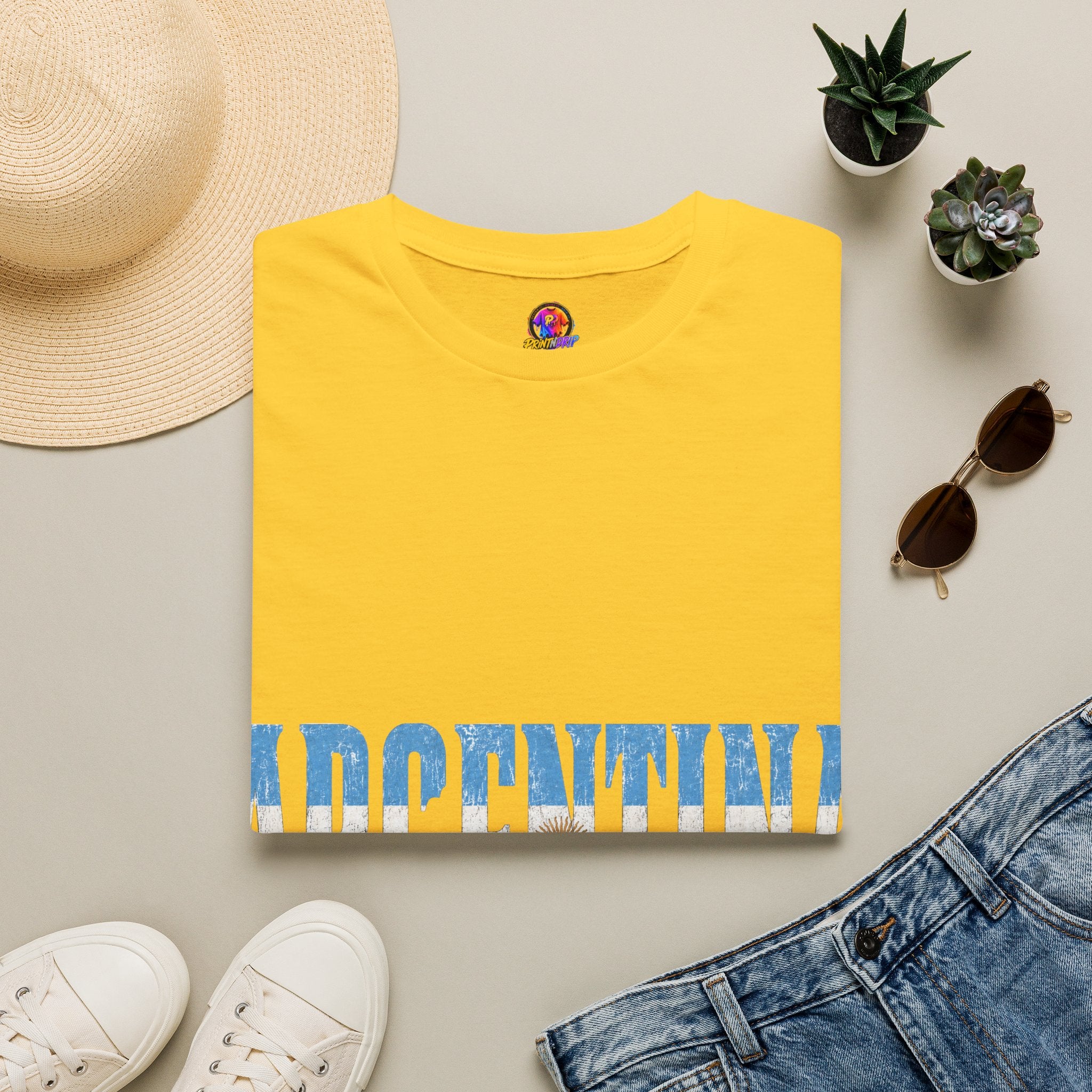 Argentina Beach Vibes T-Shirt — Distressed Blue "ARGENTINA" Graphic