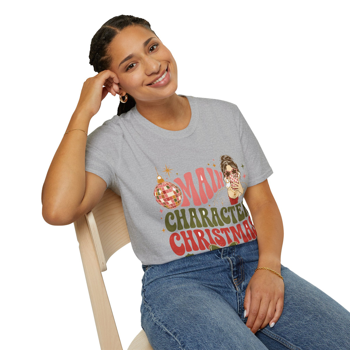 Christmas T-Shirt — "Main Character Christmas" Graphic Tee (Holiday Mom Aesthetic)