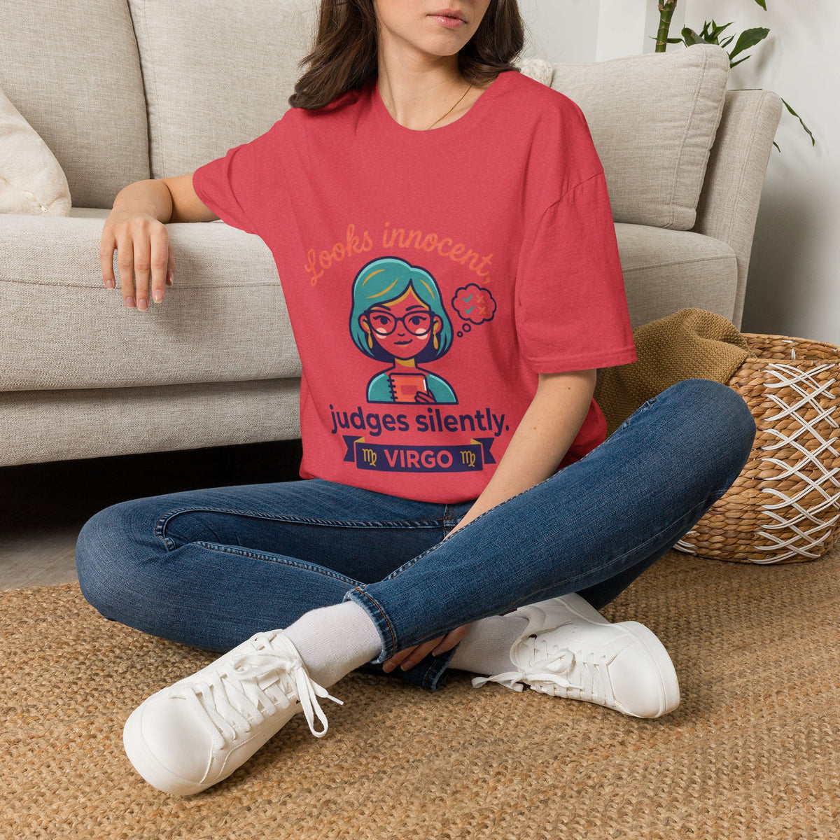 Looks Innocent Virgo T-Shirt — Funny Zodiac Graphic Tee for Virgo Women
