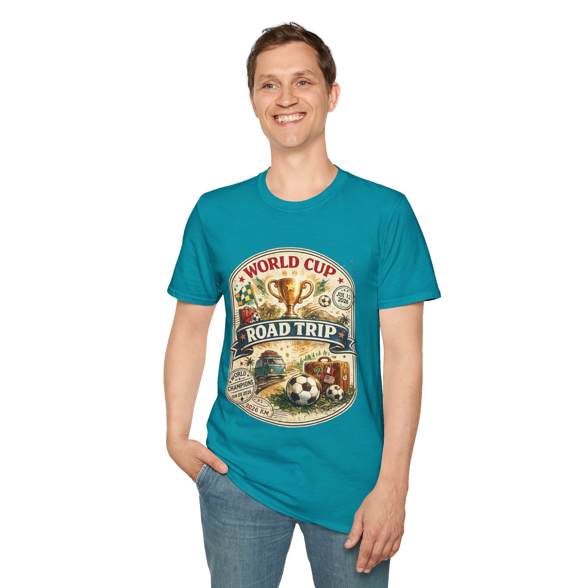 World Cup Road Trip T-Shirt — Vintage Soccer Trophy Design