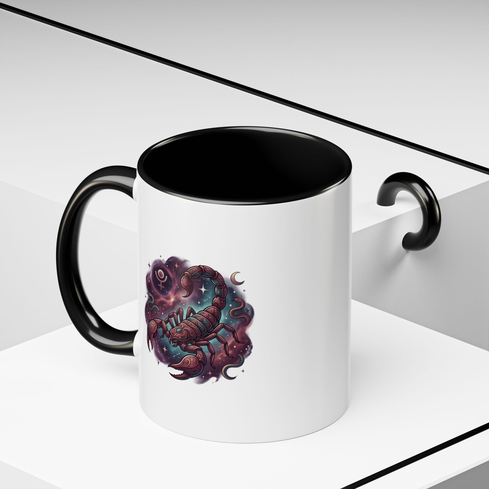Scorpio Zodiac Accent Coffee Mug — Celestial Scorpion Astrology Design