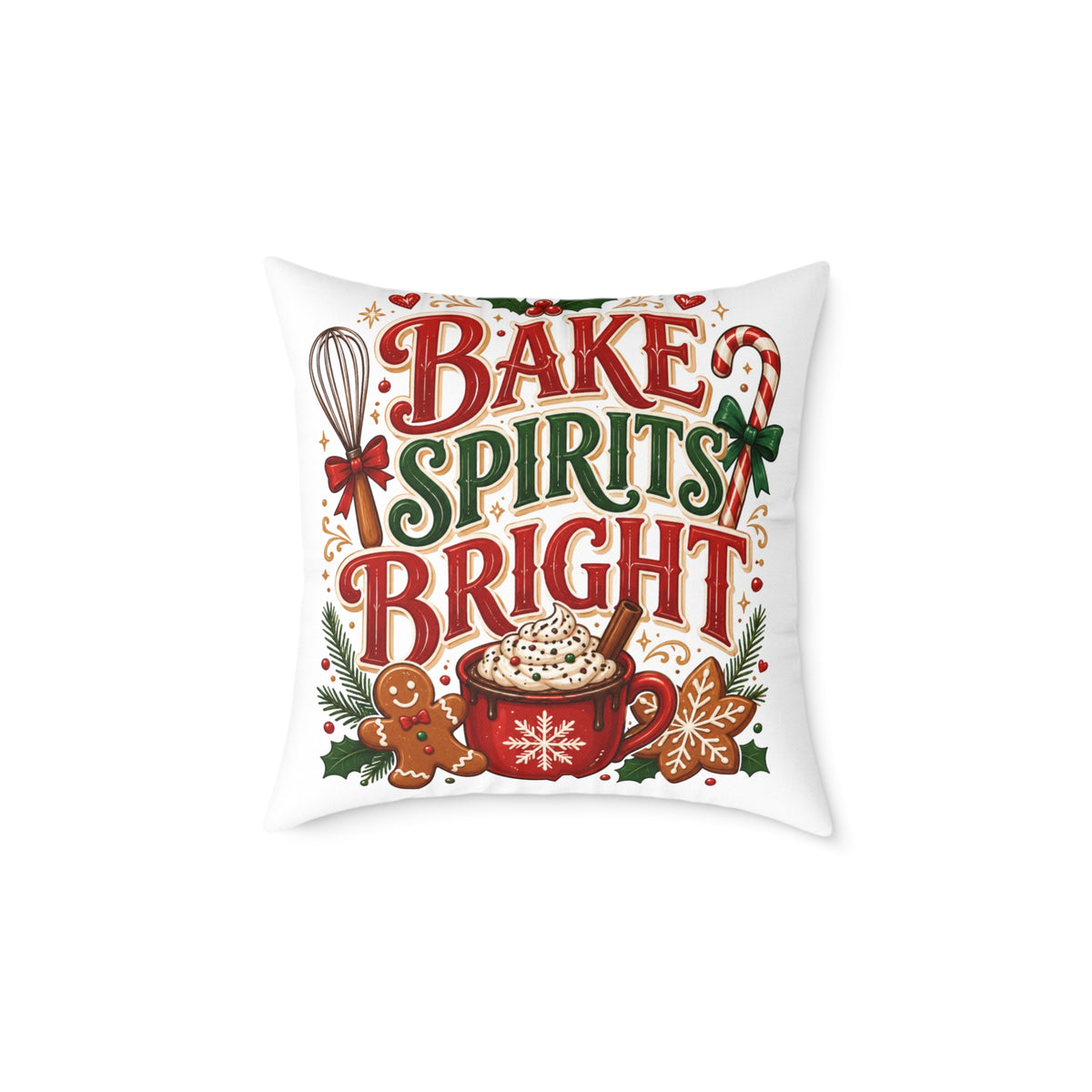 Christmas Bake Spirits Bright Square Poly Canvas Pillow