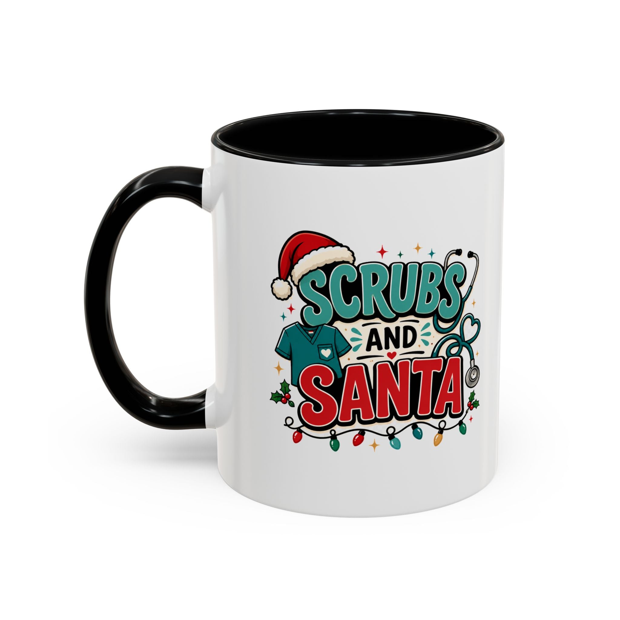 Modern Day Christmas Scrubs and Santa Coffee Mug — Funny Christmas Nurse Gift