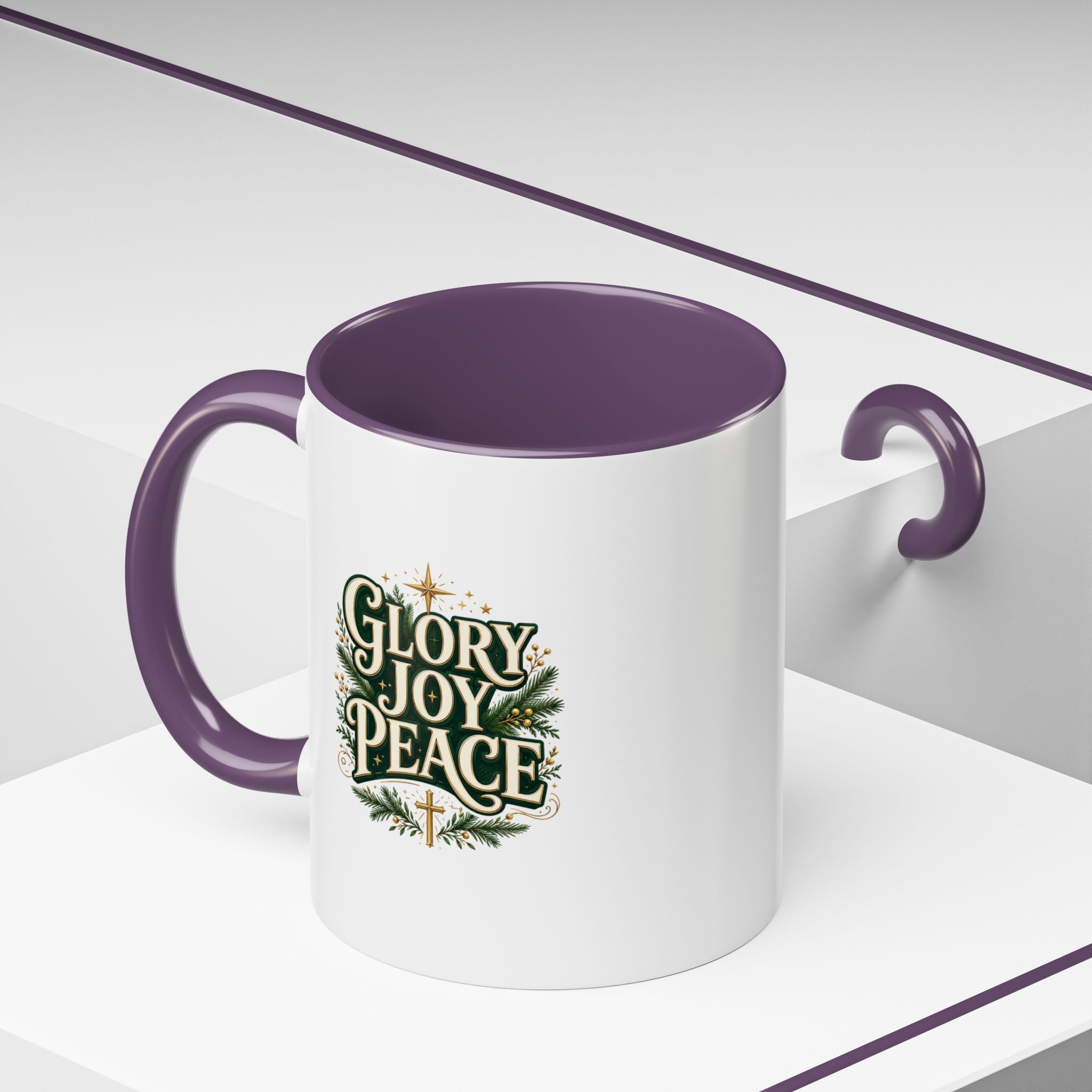 Glory Joy Peace Christmas Coffee Mug - Holiday Scripture Accent Mug