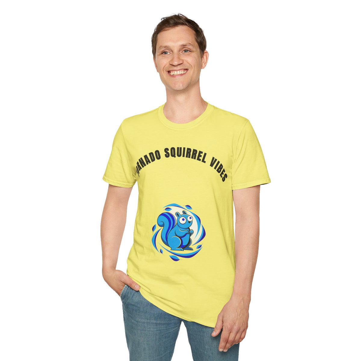 T-Shirt — "Tornado Squirrel Vibes" Graphic Tee | Cute Whimsical Squirrel Swirl Design - Trending Now - September 2026