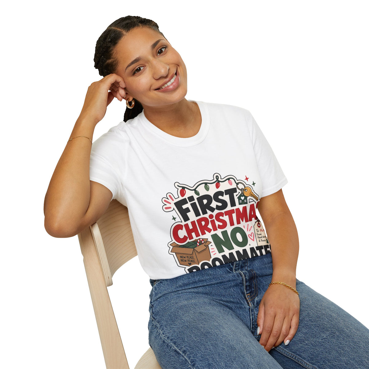 First Christmas No Roommates T-Shirt — Funny Holiday New Home Tee