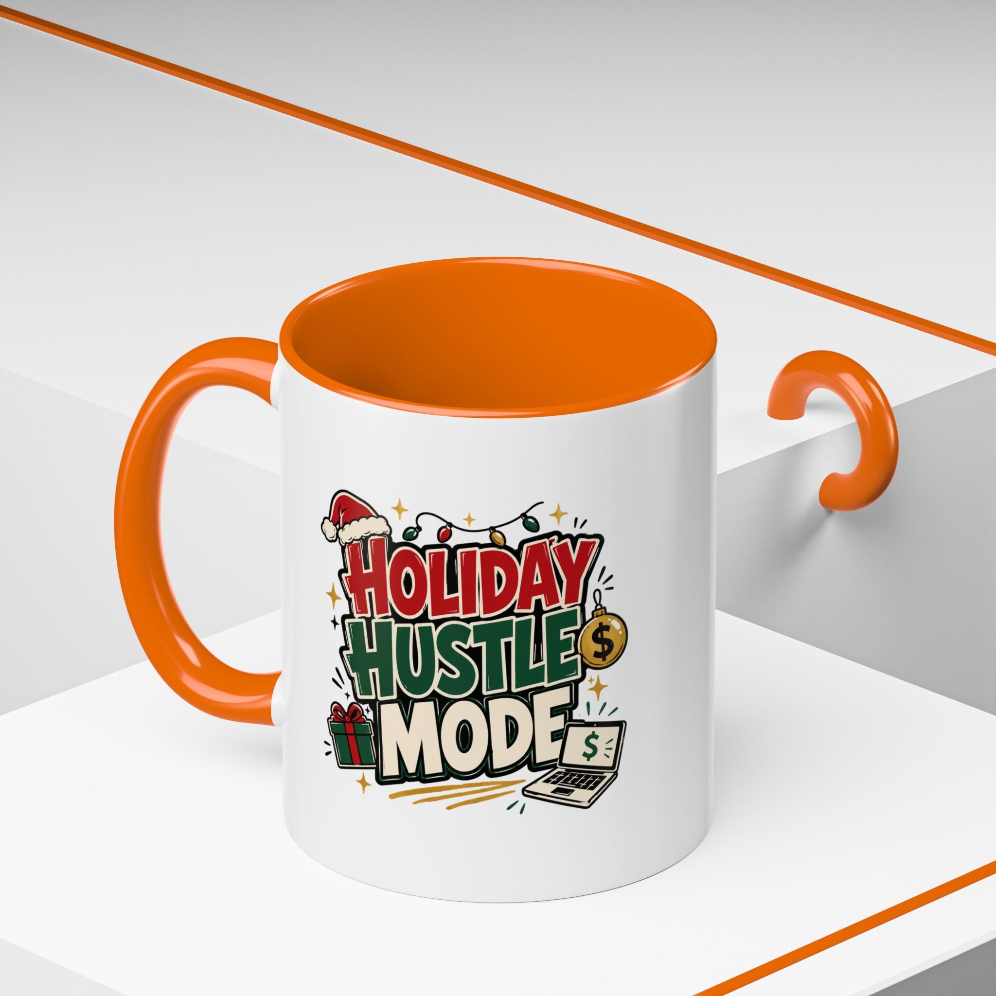 Modern Day Christmas Holiday Hustle Mode Coffee Mug — Festive Christmas Work Grind 11/15oz Accent Mug