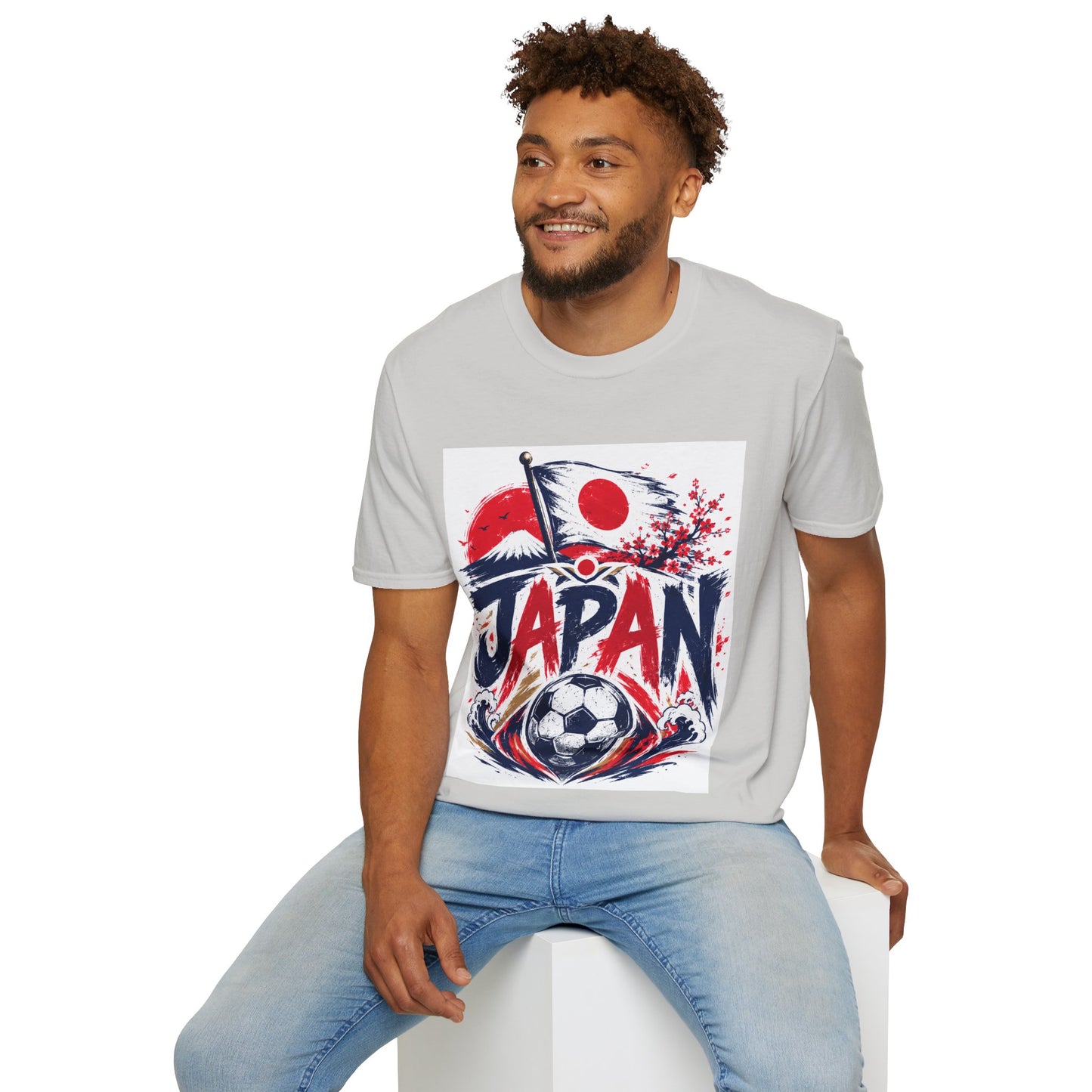 Japan Soccer T-Shirt — Japanese Flag & Cherry Blossom Football Graphic