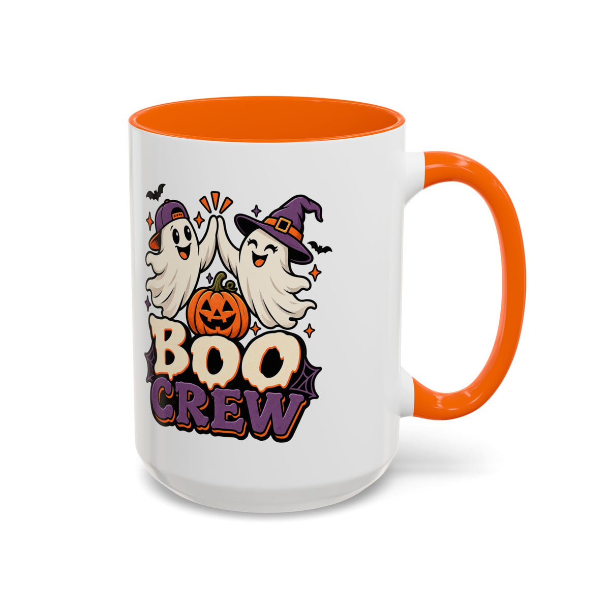 Boo Crew Halloween Accent Coffee Mug — Cute Ghosts & Jack-O'-Lantern Design (11/15 oz)