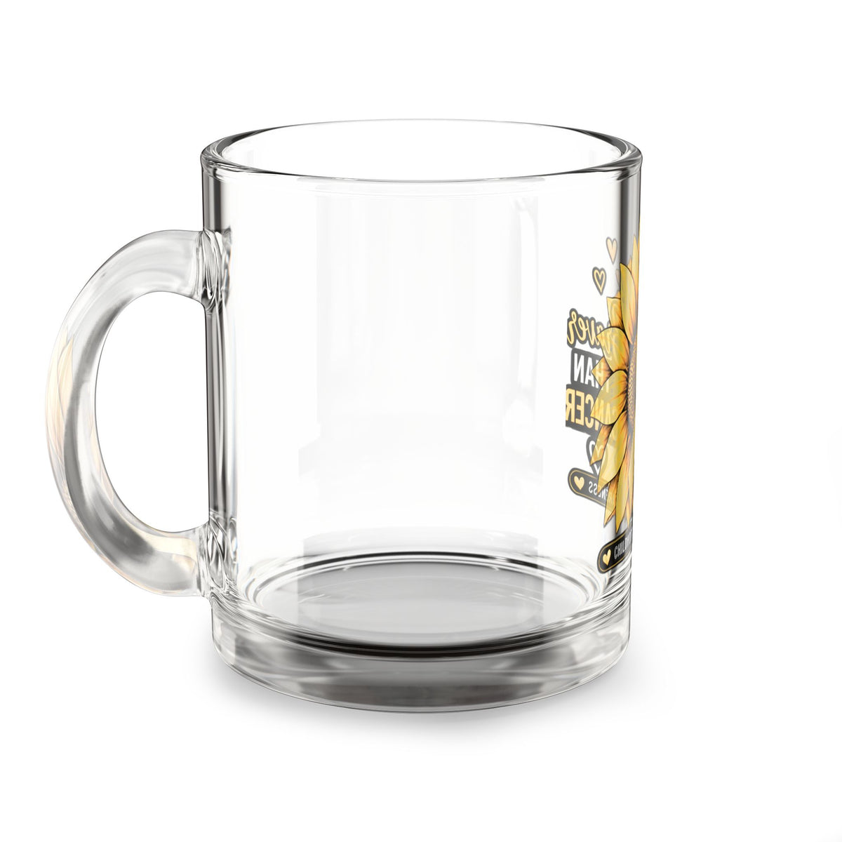 Glass Mug — "Braver Than Cancer" Childhood Cancer Awareness Sunflower 10oz