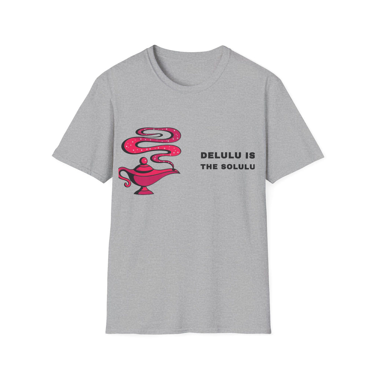 Genie Lamp Graphic T-Shirt — 'Delulu' Vaporwave Snake Design - Trending Now - September 2026