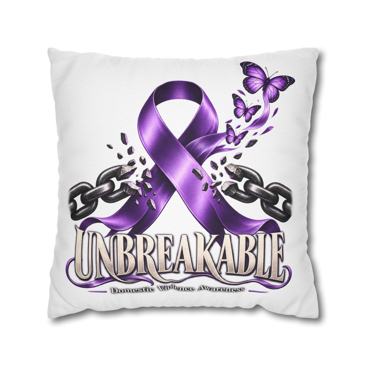 Domestic Violence Unbreakable Purple Ribbon Decorative Pillowcase