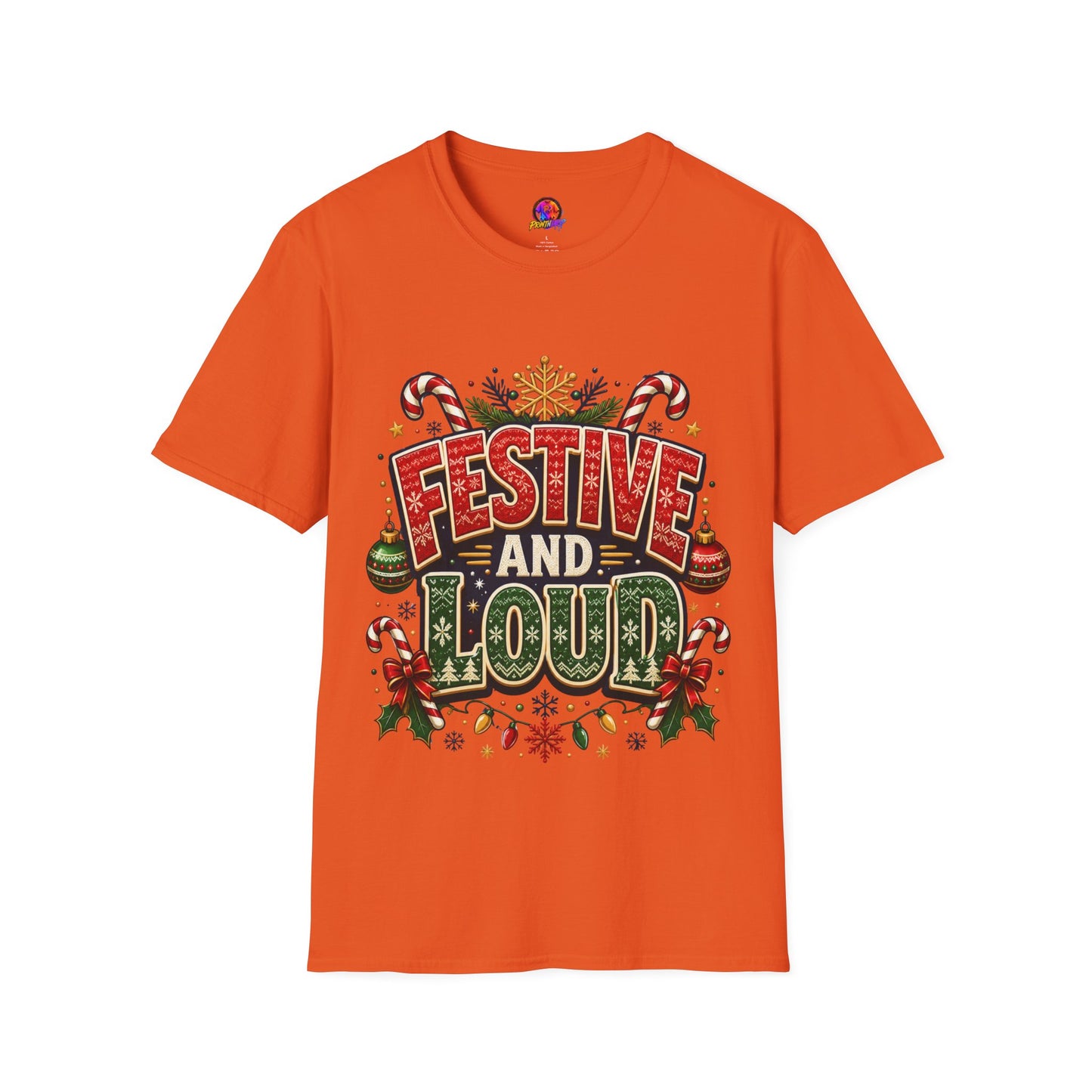 Festive and Loud Holiday T-Shirt — Christmas Candy Cane Graphic Tee