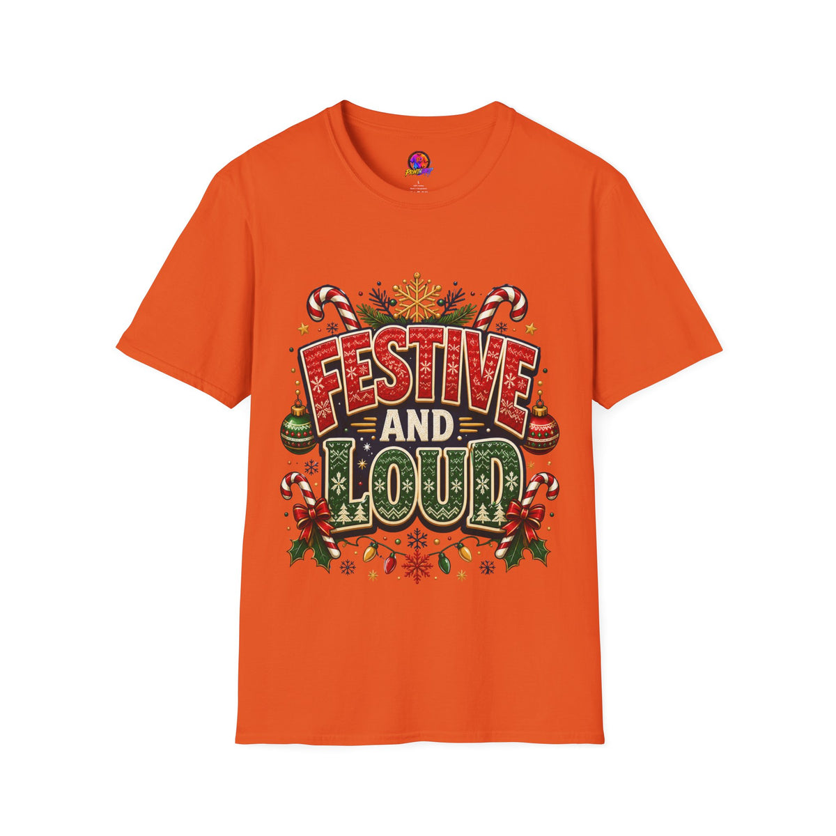 Festive and Loud Holiday T-Shirt — Christmas Candy Cane Graphic Tee