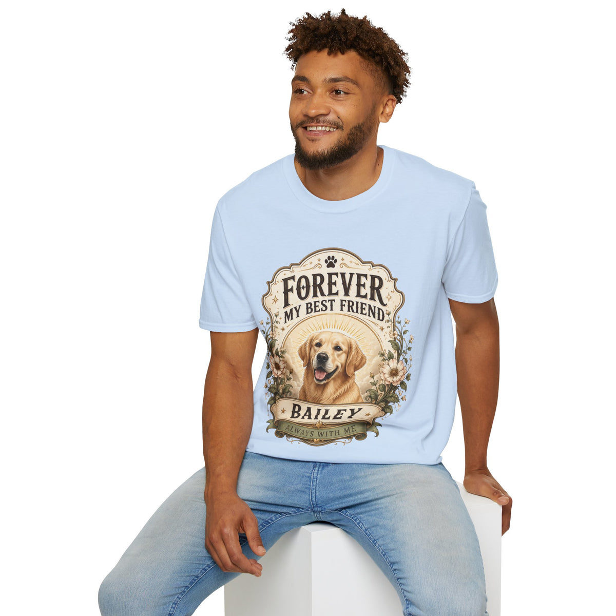 Dog Memorial T-Shirt — "Forever My Best Friend" Personalized Pet Tribute Tee