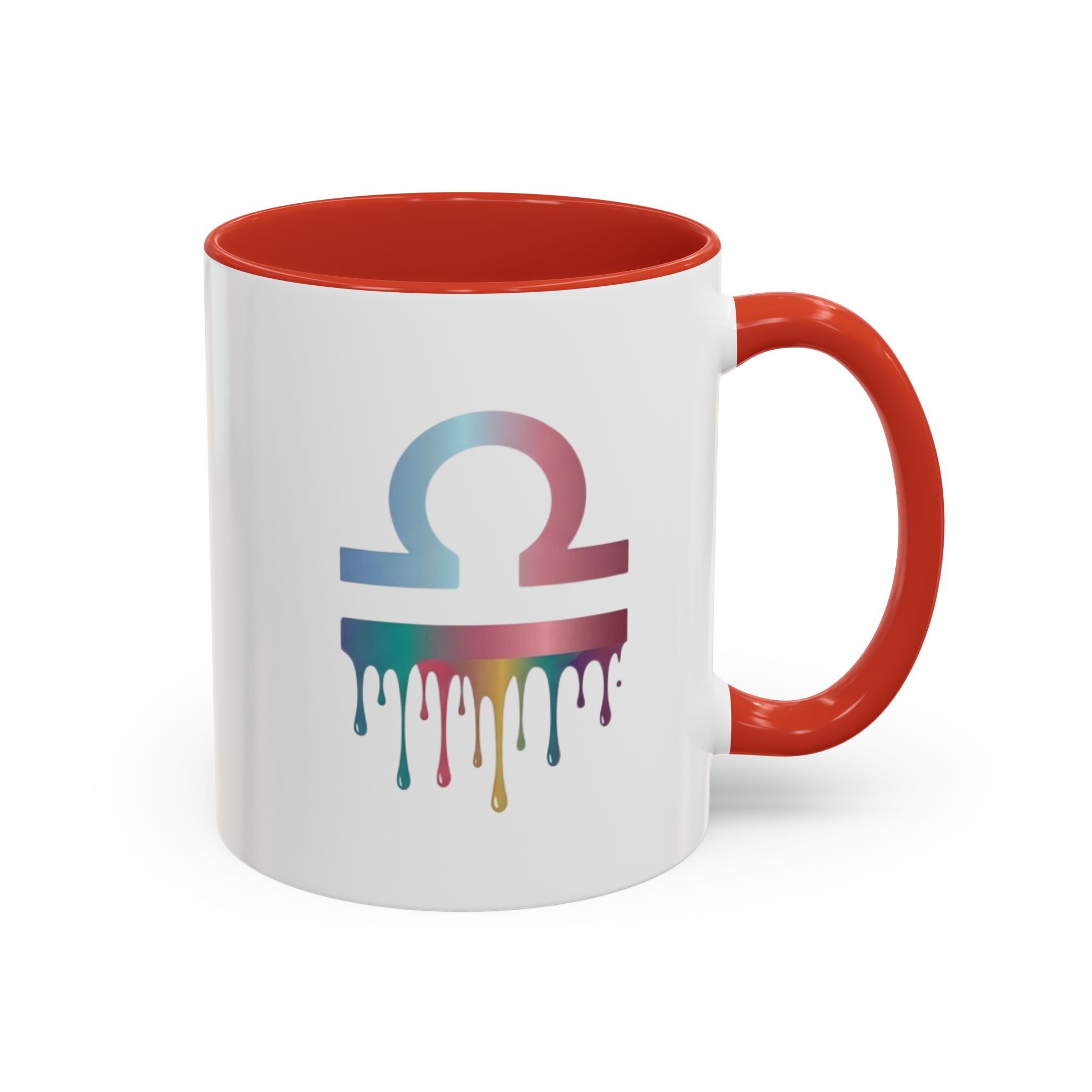 Libra Drip Accent Coffee Mug — Zodiac Symbol Rainbow Design