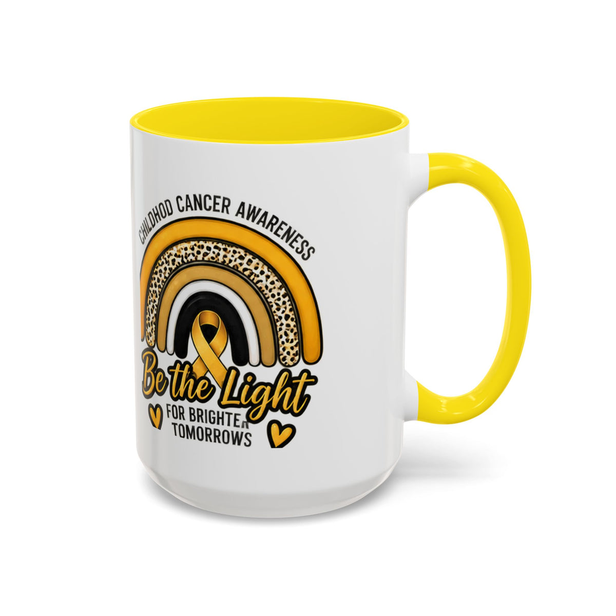 Childhood Cancer Awareness Accent Coffee Mug — "Be the Light" 11/15oz