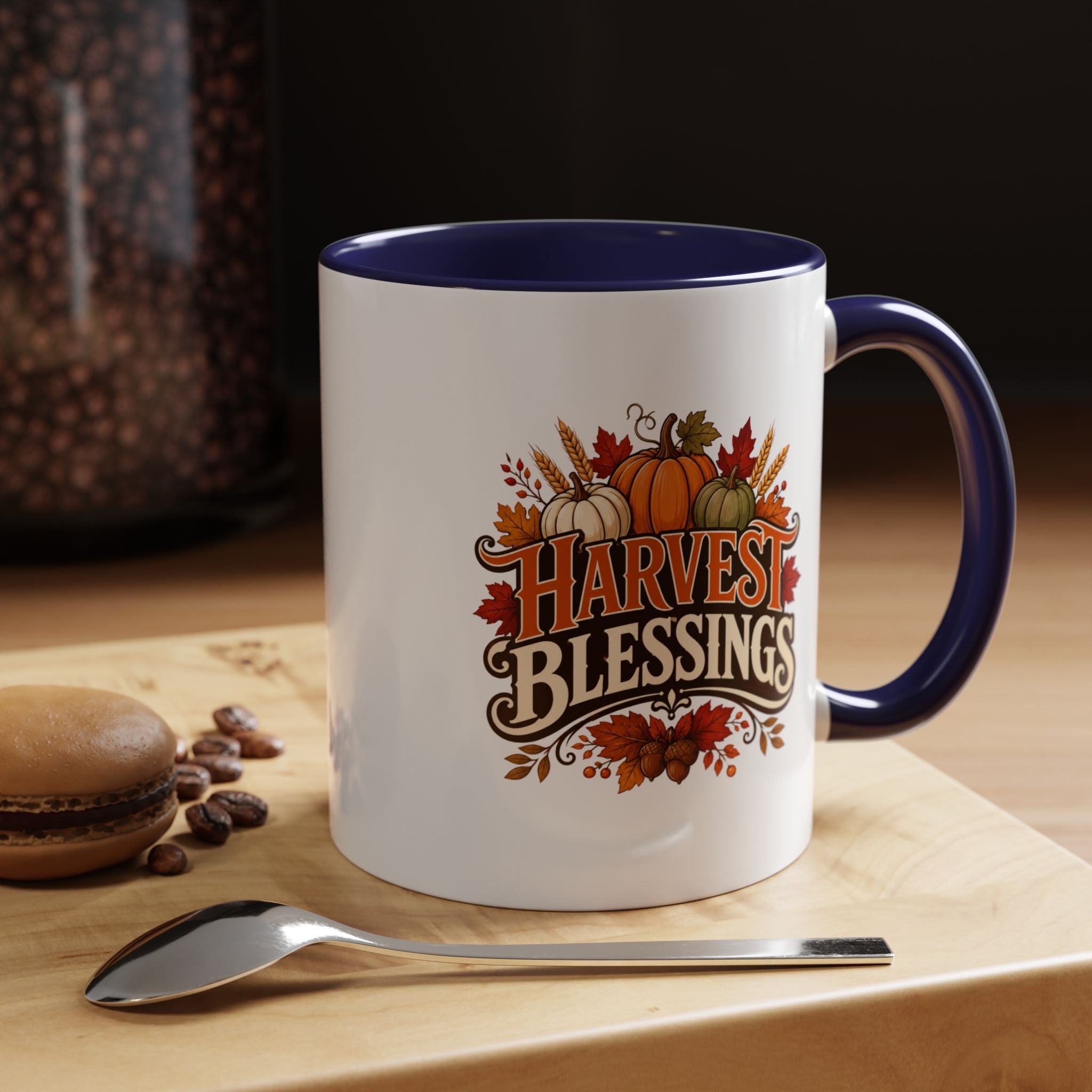 Thanksgiving Mug Harvest Blessings Coffee Mug — Thanksgiving Pumpkin Accent Mug