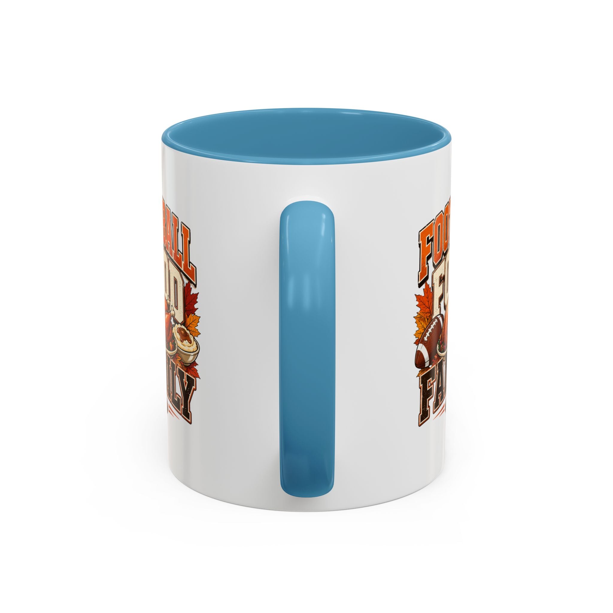 Thanksgiving Mug Football, Food & Family Coffee Mug — Thanksgiving Game Day Accent Mug