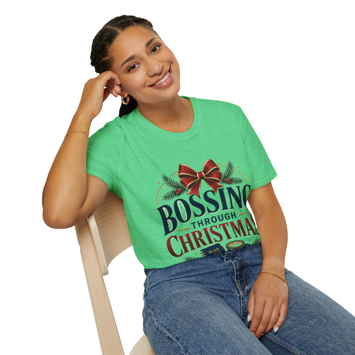 Christmas “Bossing Through Christmas” T‑Shirt — Funny Holiday Boss Gift