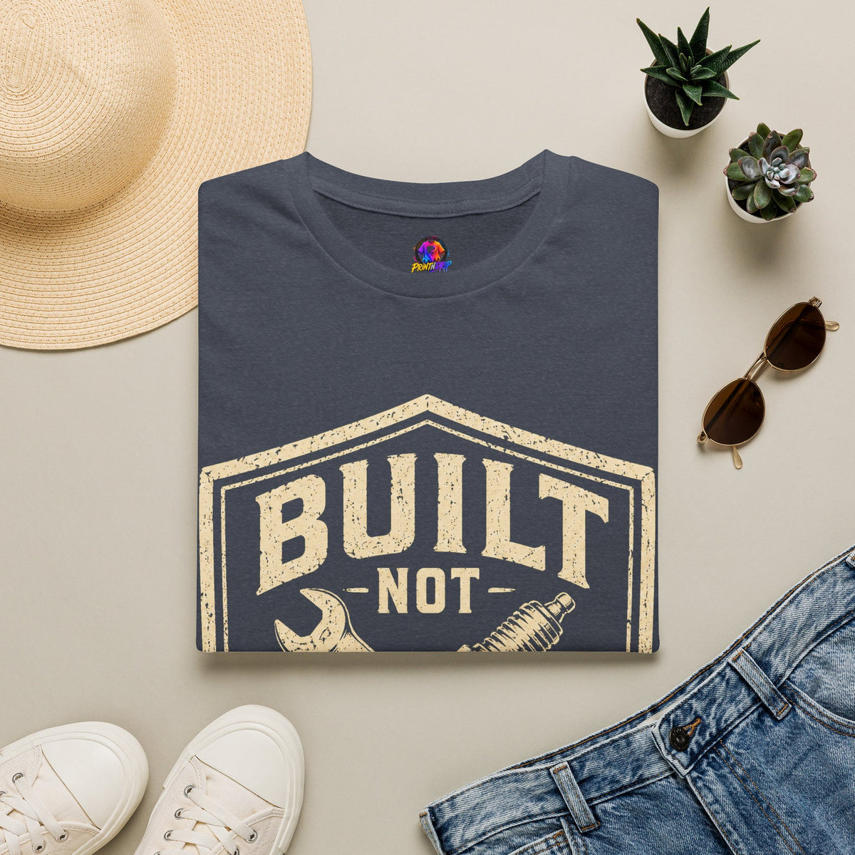 Built Not Bought T-Shirt — Vintage Mechanic Auto Repair Tee