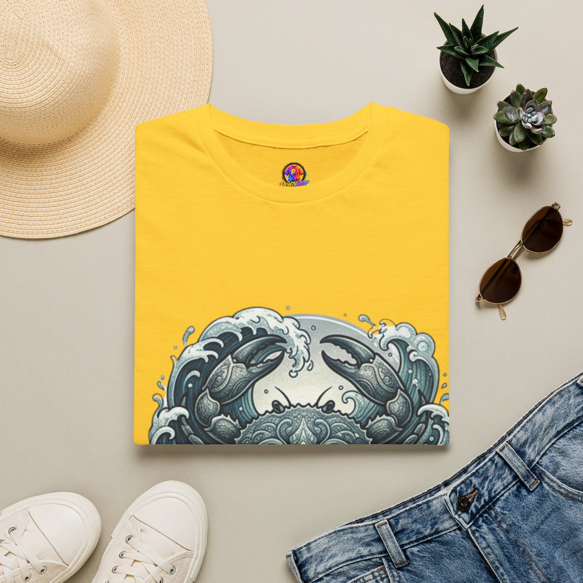 Cancer Zodiac Crab & Waves T-Shirt — Nautical Ocean Art Tee