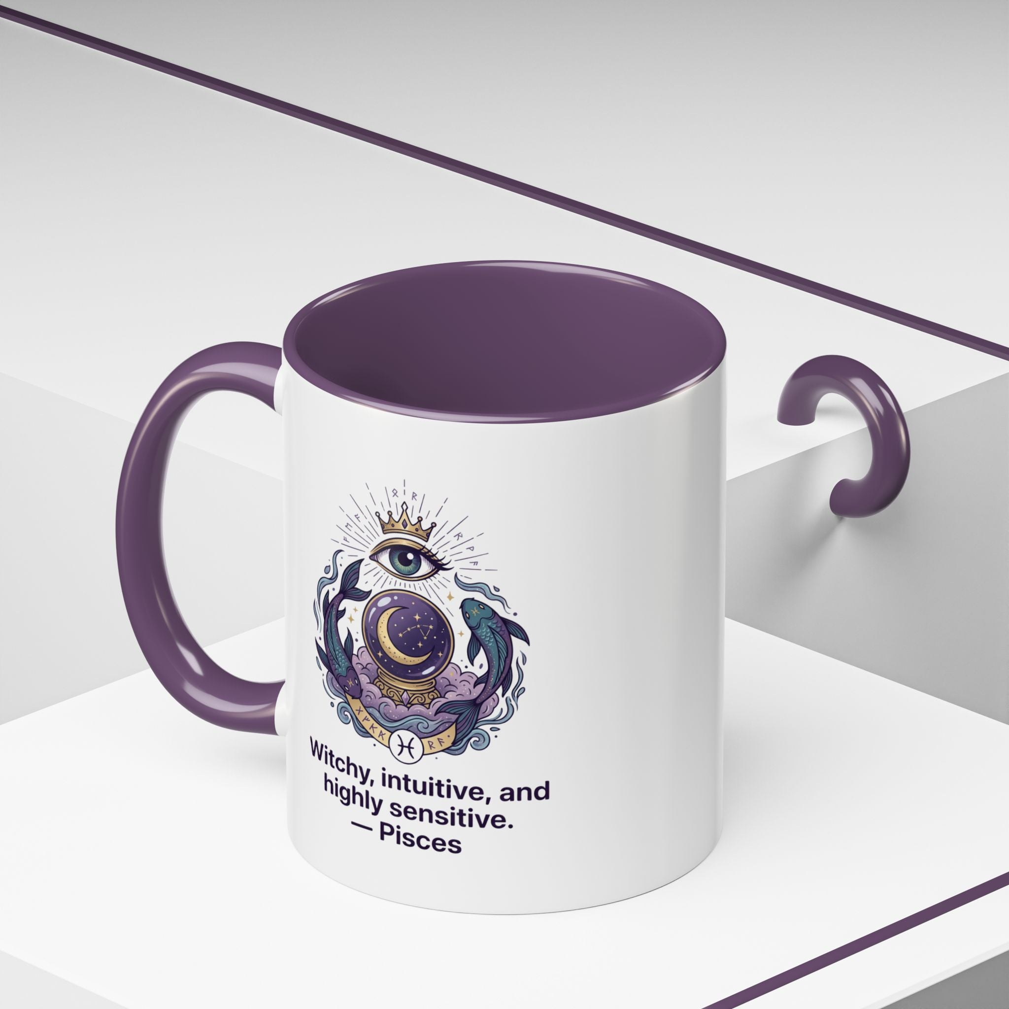 Pisces Witchy Accent Mug — "Witchy, intuitive, and highly sensitive" Astrology Coffee Cup (11/15oz)