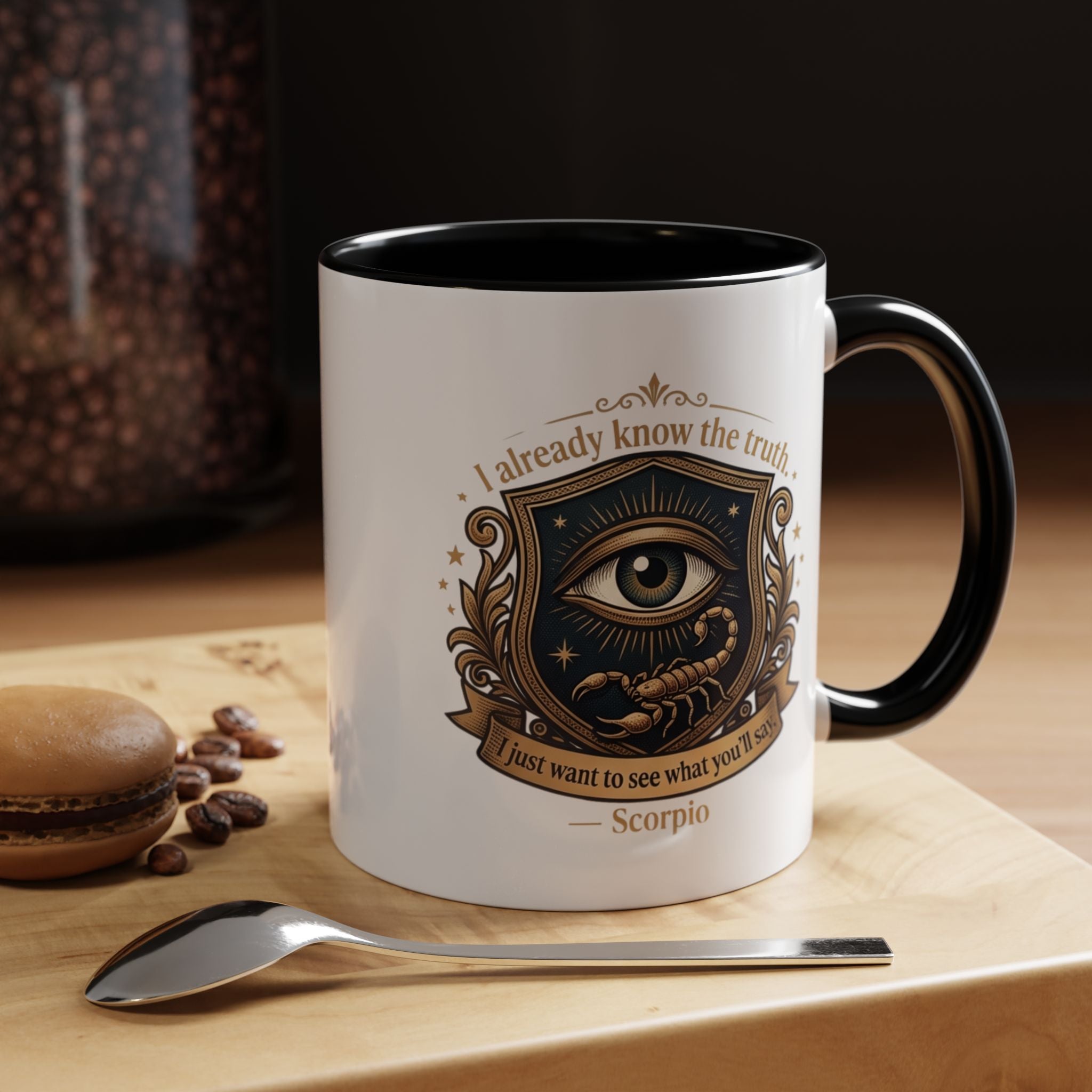 Scorpio Accent Coffee Mug — "I Already Know the Truth" Astrology Zodiac Mug