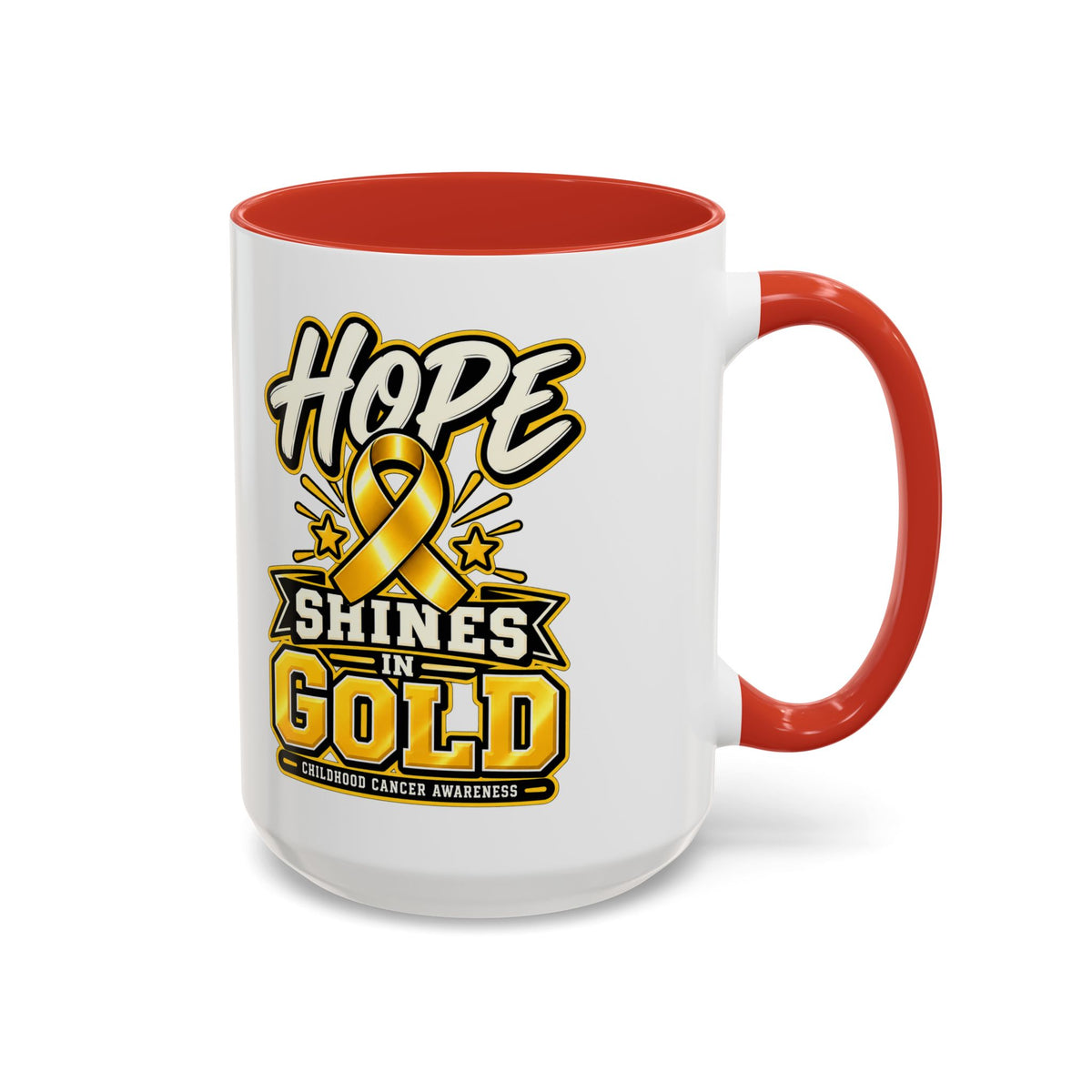 Hope Shines in Gold Coffee Mug — Childhood Cancer Awareness Accent Mug
