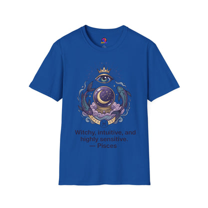 Pisces Mystic Eye T-Shirt — Witchy Astrology Moon & Crown Design