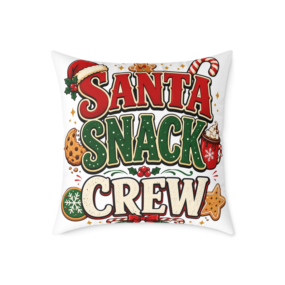 Christmas Santa Snack Crew Pillow — Christmas Holiday Decorative Throw Pillow