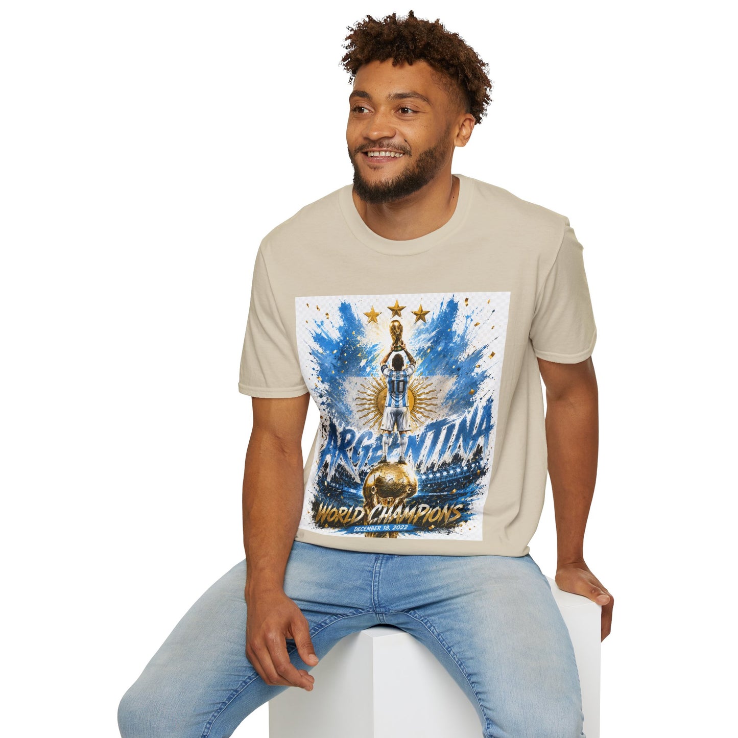 Argentina World Champions T‑Shirt — Soccer World Cup 3 Stars Tribute