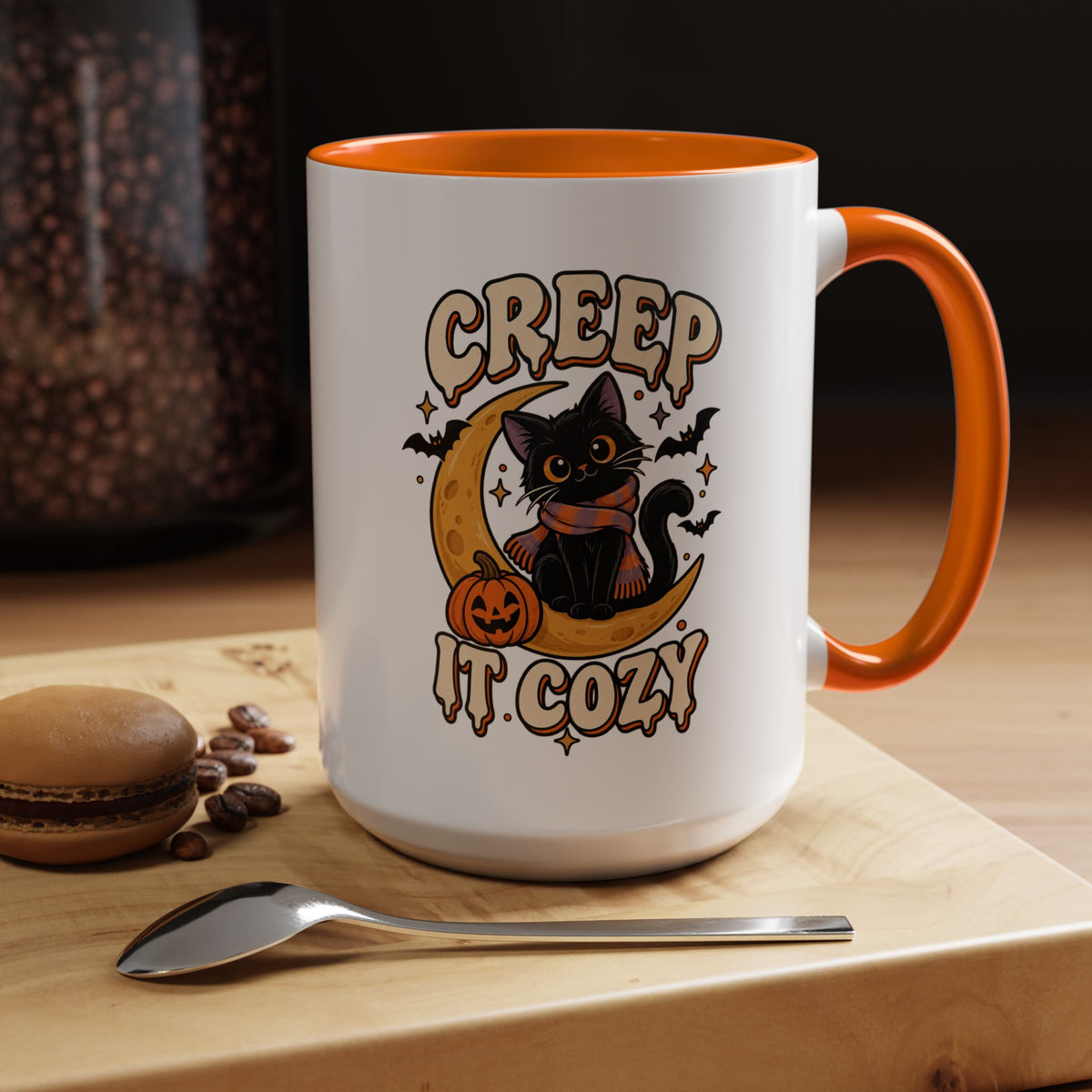 Creepy It Cozy Black Cat Halloween Accent Coffee Mug (11/15oz)